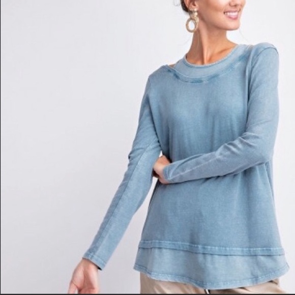 Tops - Host Pick! Faded Teal Mineral Washed Top